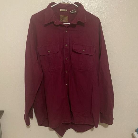 St. Johns Bay Vintage Mens Chamois Cloth Flannel Shirt Burgundy Red Size XXL 2X - Picture 1 of 7